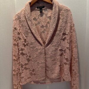 Pink Lace Long Sleeve Blazer